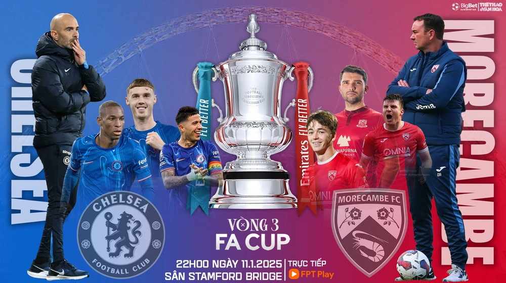 Nhận định, soi kèo Chelsea vs Morecambe 22h hôm nay 11/1, vòng 3 FA Cup